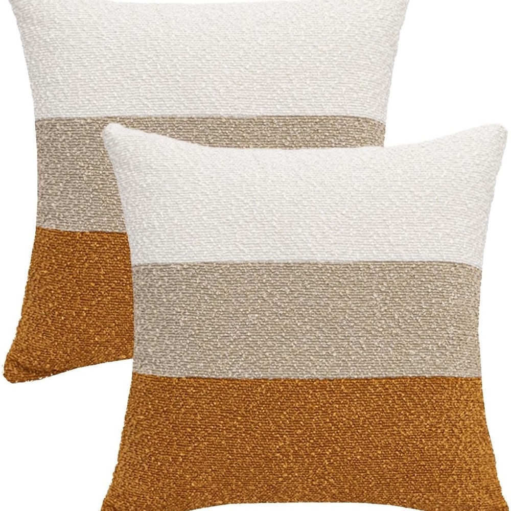 Vuty Decorative Textured Boucle Pillow Covers
20 X 20, Cream/Khaki/Orange Brown